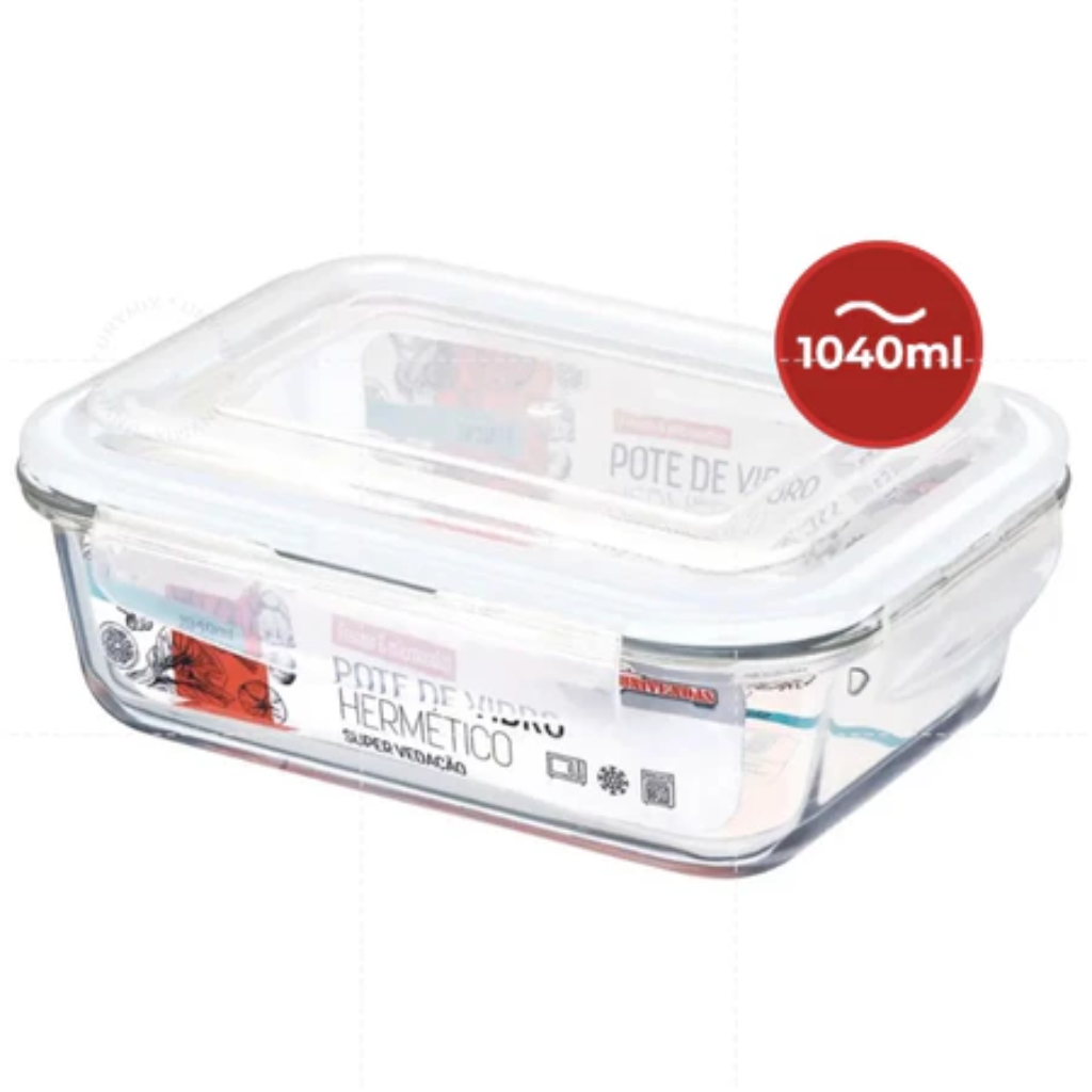 [ÚLTIMAS UNIDADES] Kit Potes de Vidro Hermético Retangular 10 Unidades